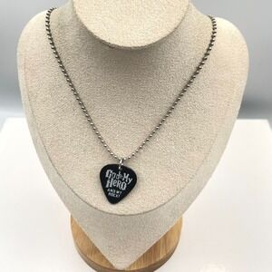 Vtg God Is My Hero Rock Guitar Pick Necklace Religious Christian Gift Jewelry